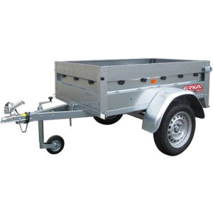 Remolque coche acero galvanizado de 156x100cm con tablero fenólico. Carga útil 370kg. MMA 500kg. Para jardín y bricolaje.